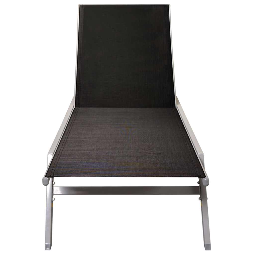 vidaXL Sun Lounger | Black and Silver | Steel and Textilene | Standard
