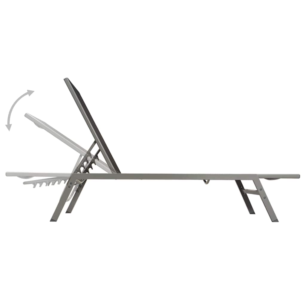 vidaXL Sun Lounger | Black and Silver | Steel and Textilene | Standard