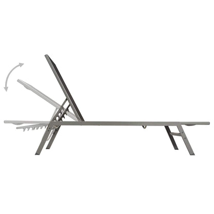 vidaXL Sun Lounger | Black and Silver | Steel and Textilene | Standard