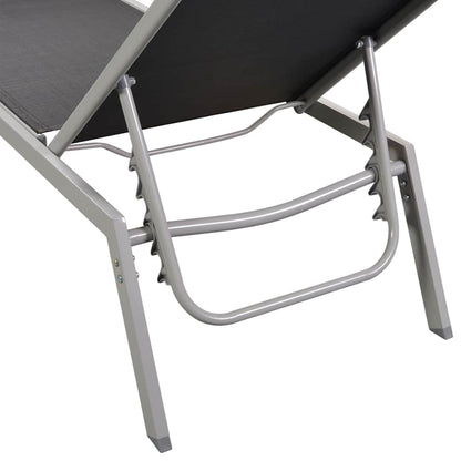 vidaXL Sun Lounger | Black and Silver | Steel and Textilene | Standard