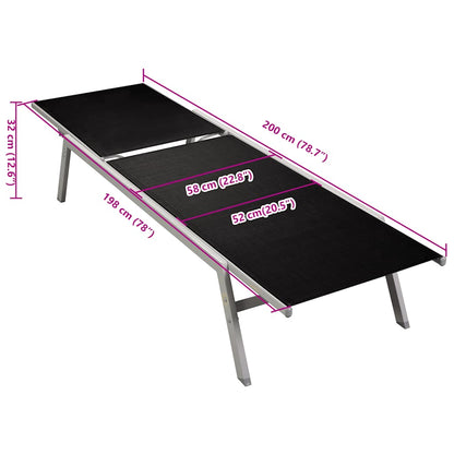 vidaXL Sun Lounger | Black and Silver | Steel and Textilene | Standard