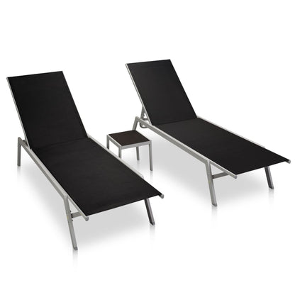 vidaXL Sun Lounger | Black | Steel, Textilene, Glass | Large
