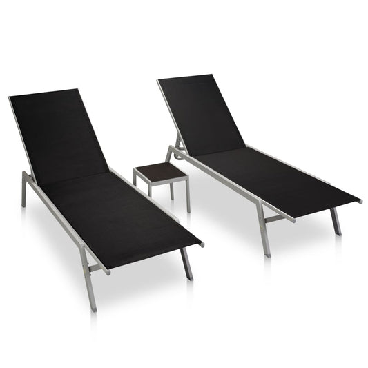 vidaXL Sun Lounger | Black | Steel, Textilene, Glass | Large