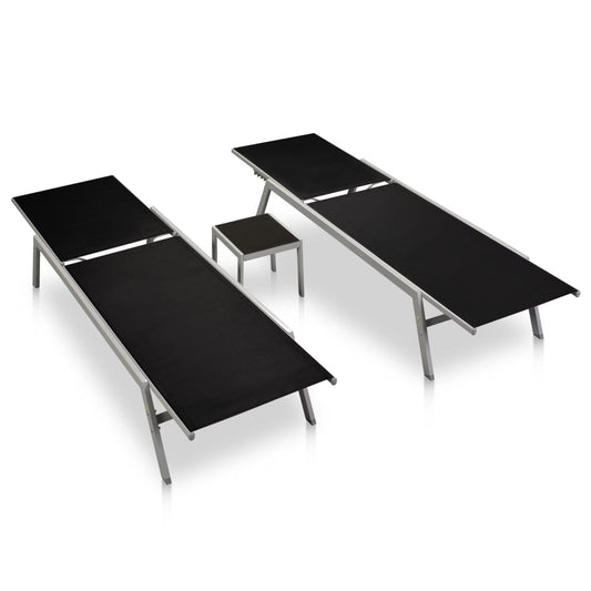 vidaXL Sun Lounger | Black | Steel, Textilene, Glass | Large