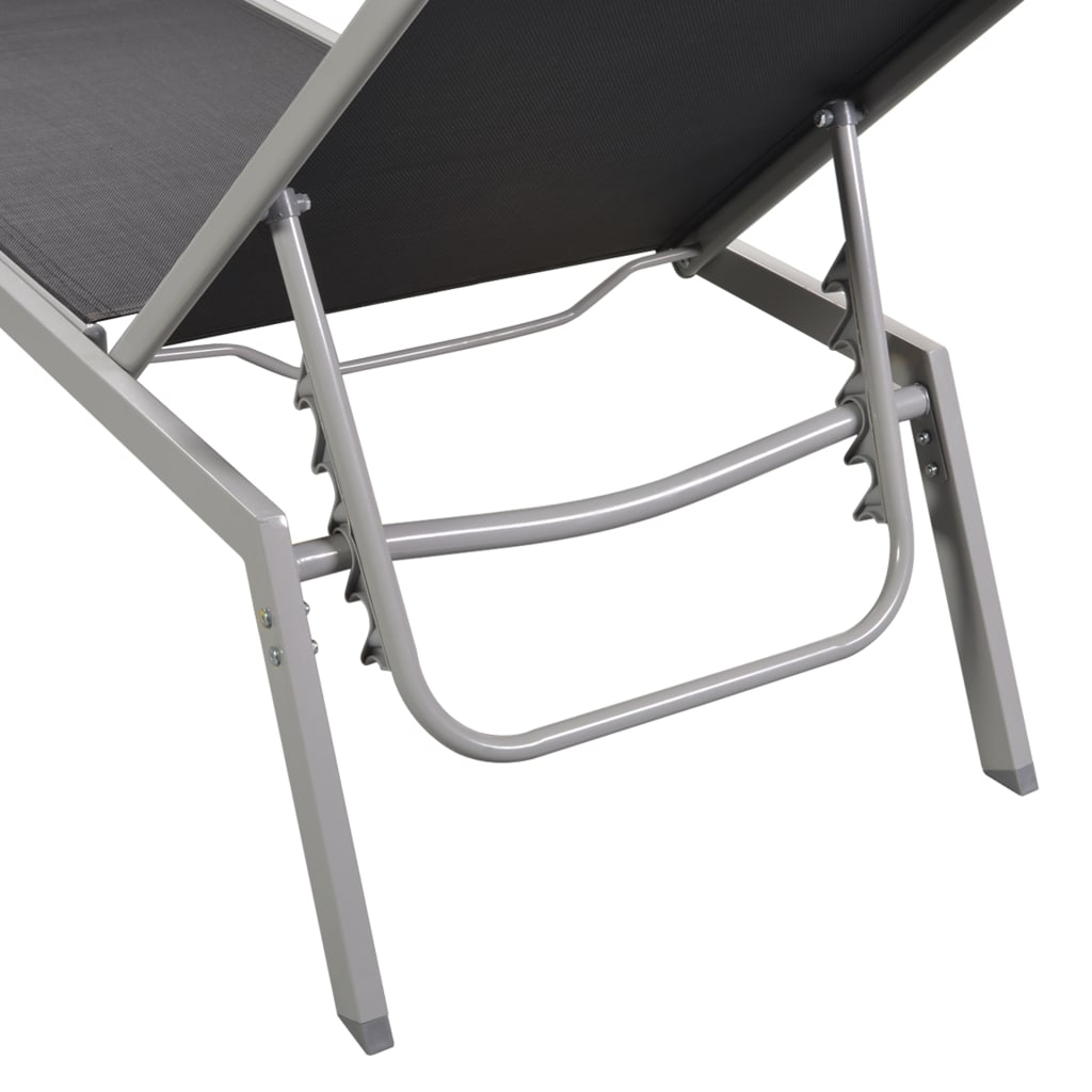 vidaXL Sun Lounger | Black | Steel, Textilene, Glass | Large