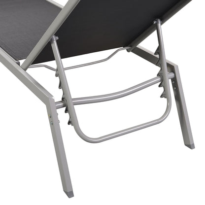 vidaXL Sun Lounger | Black | Steel, Textilene, Glass | Large
