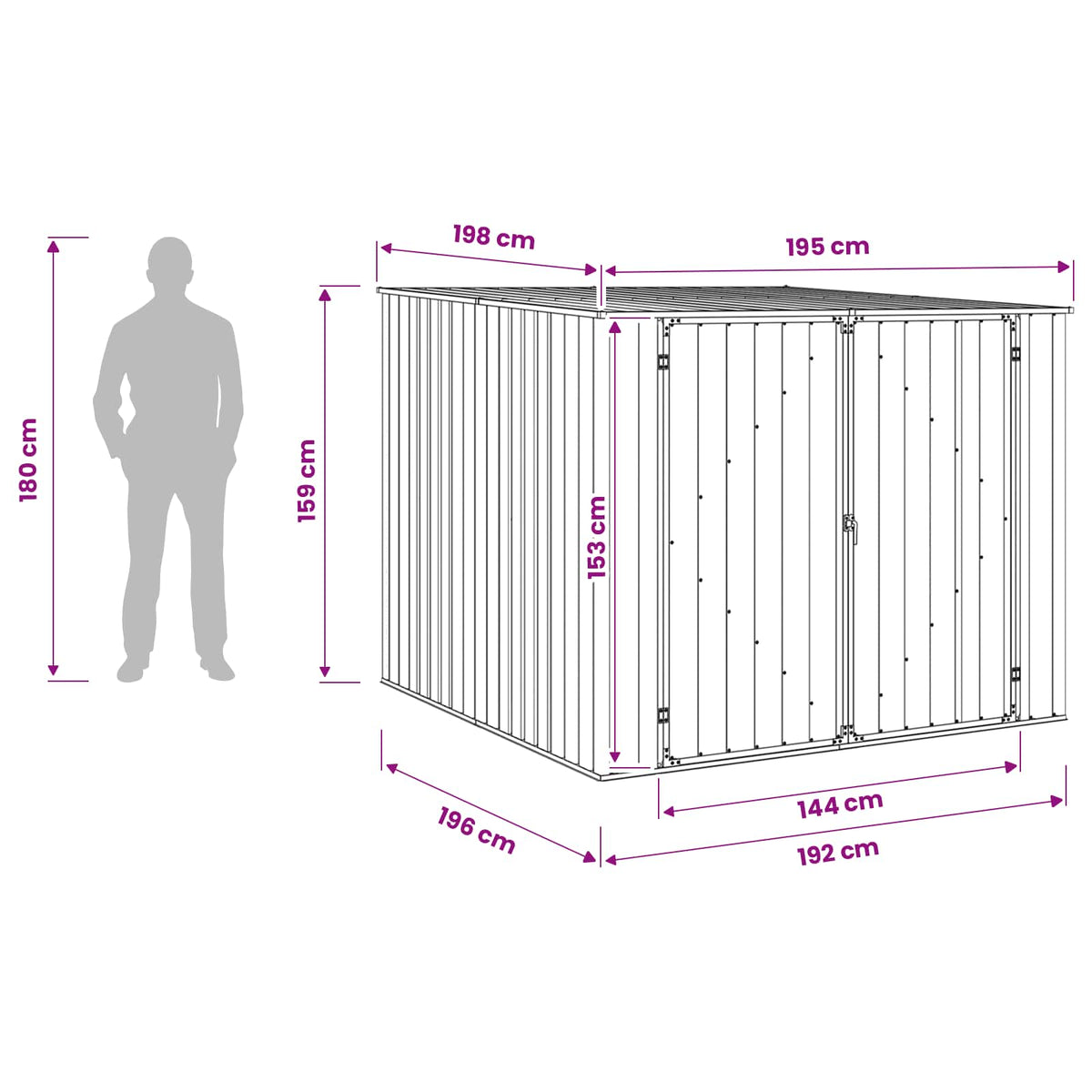 46253 vidaXL Garden Shed Green 195x198x159 cm Galvanised Steel