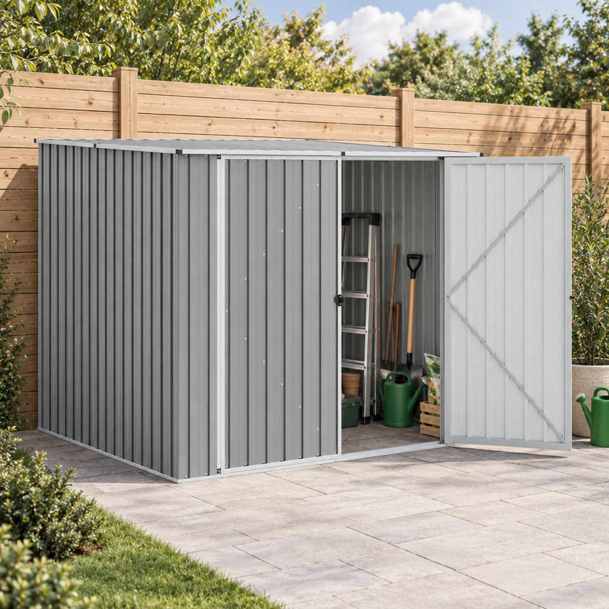 vidaXL Garden Shed Grey 195x198x159 cm Galvanised Steel