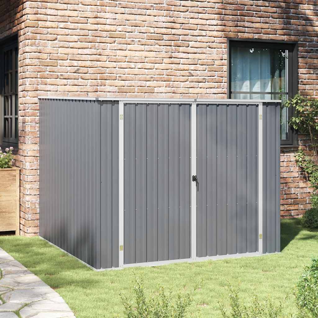 vidaXL Garden Shed Grey 195x198x159 cm Galvanised Steel