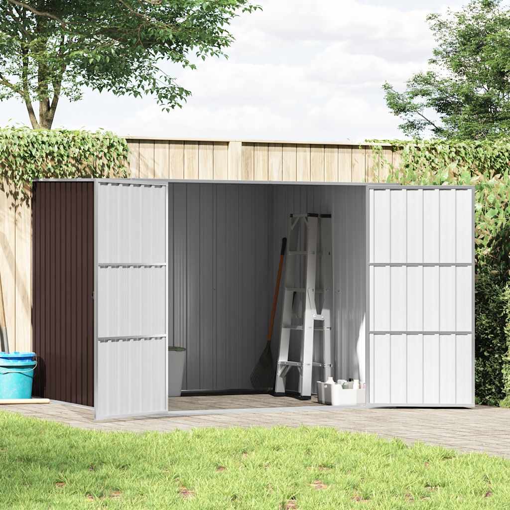 vidaXL Garden Shed Brown 195x198x159 cm Galvanised Steel