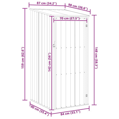 vidaXL Garden Shed Brown 87x98x159 cm Galvanised Steel