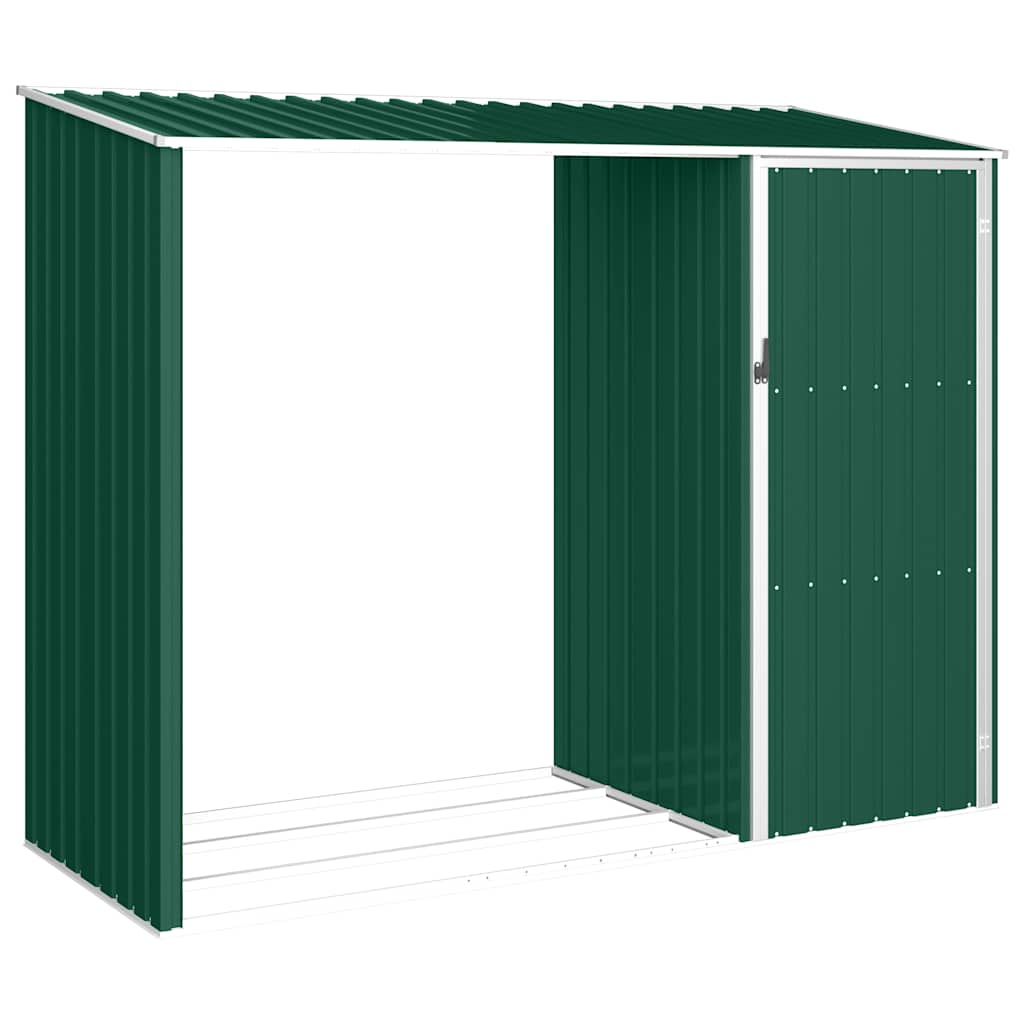46293 vidaXL Garden Firewood Shed Green 245x98x159 cm Galvanised Steel