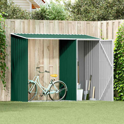 46293 vidaXL Garden Firewood Shed Green 245x98x159 cm Galvanised Steel