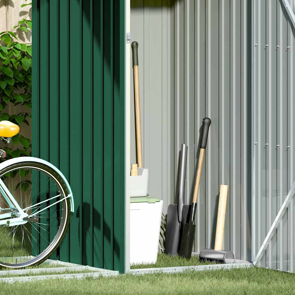 46293 vidaXL Garden Firewood Shed Green 245x98x159 cm Galvanised Steel