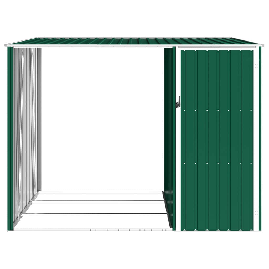 46293 vidaXL Garden Firewood Shed Green 245x98x159 cm Galvanised Steel