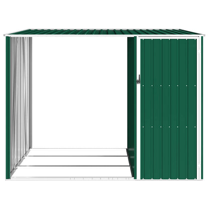 46293 vidaXL Garden Firewood Shed Green 245x98x159 cm Galvanised Steel