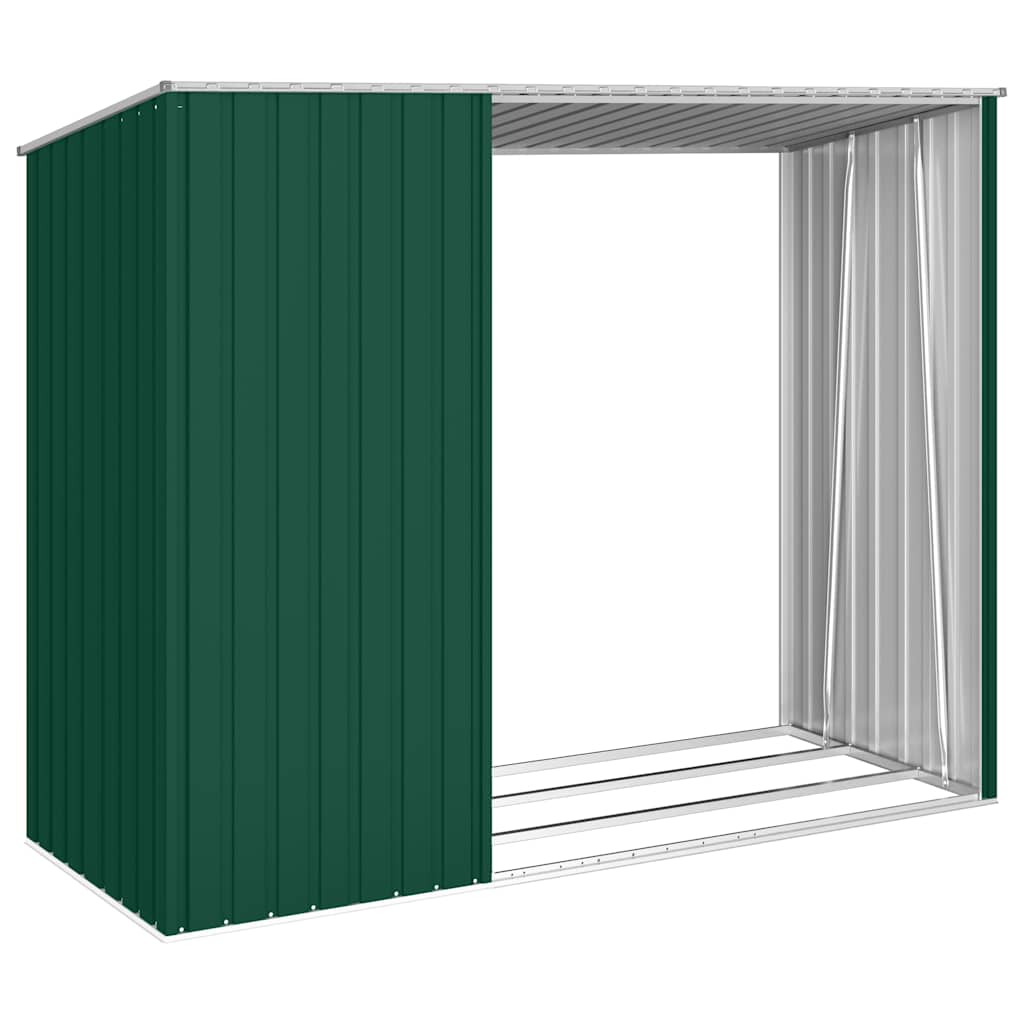 46293 vidaXL Garden Firewood Shed Green 245x98x159 cm Galvanised Steel