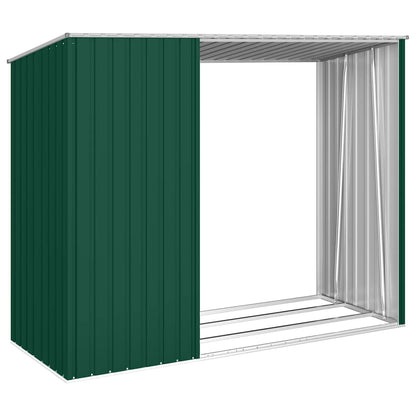 46293 vidaXL Garden Firewood Shed Green 245x98x159 cm Galvanised Steel