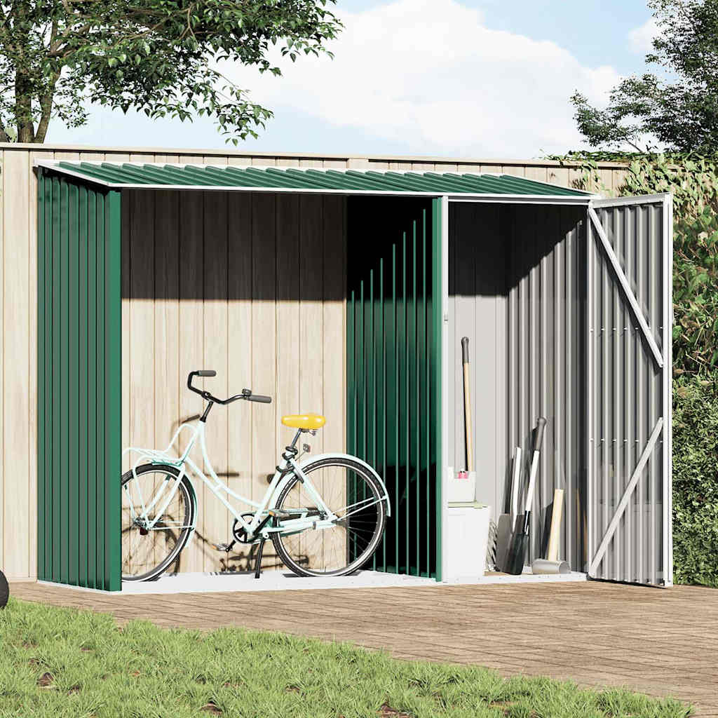 46293 vidaXL Garden Firewood Shed Green 245x98x159 cm Galvanised Steel
