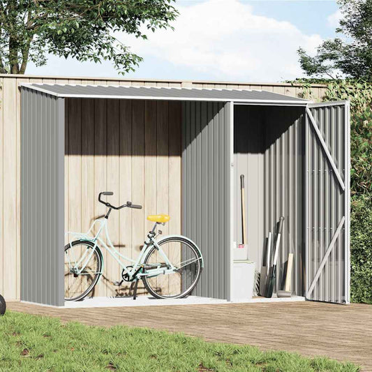46294 vidaXL Garden Firewood Shed Grey 245x98x159 cm Galvanised Steel