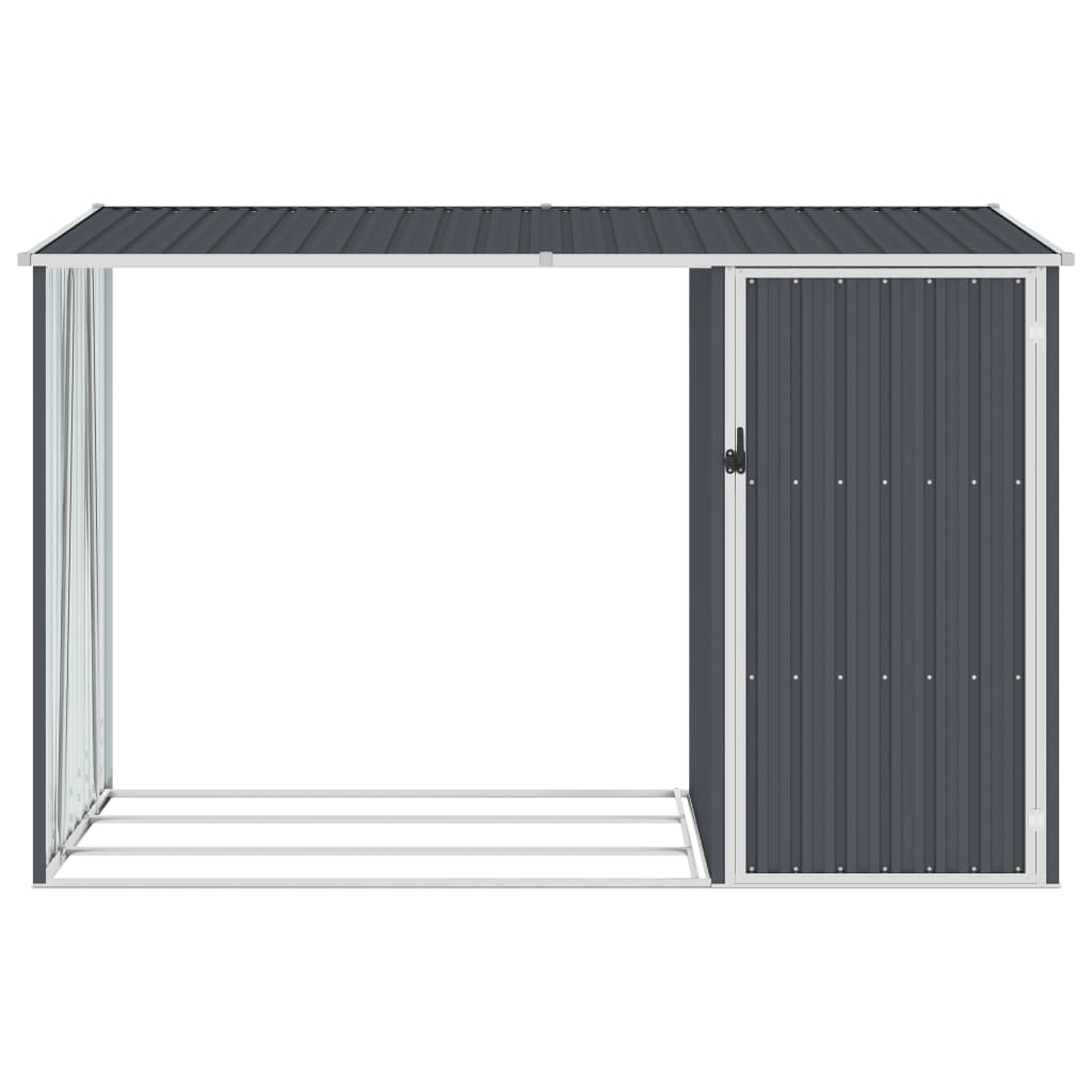 vidaXL Garden Firewood Shed Anthracite 245x98x159 cm Galvanised Steel