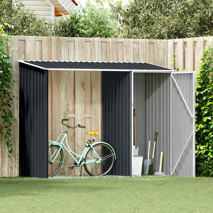 vidaXL Garden Shed | Anthracite | Galvanised Steel | Medium | Garden Shed