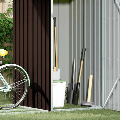 vidaXL Garden Shed | Brown | Galvanised Steel | Large | Garden Shed