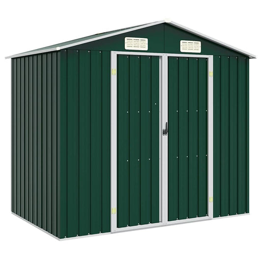 46297 vidaXL Garden Shed Green 205x129x183 cm Galvanised Steel