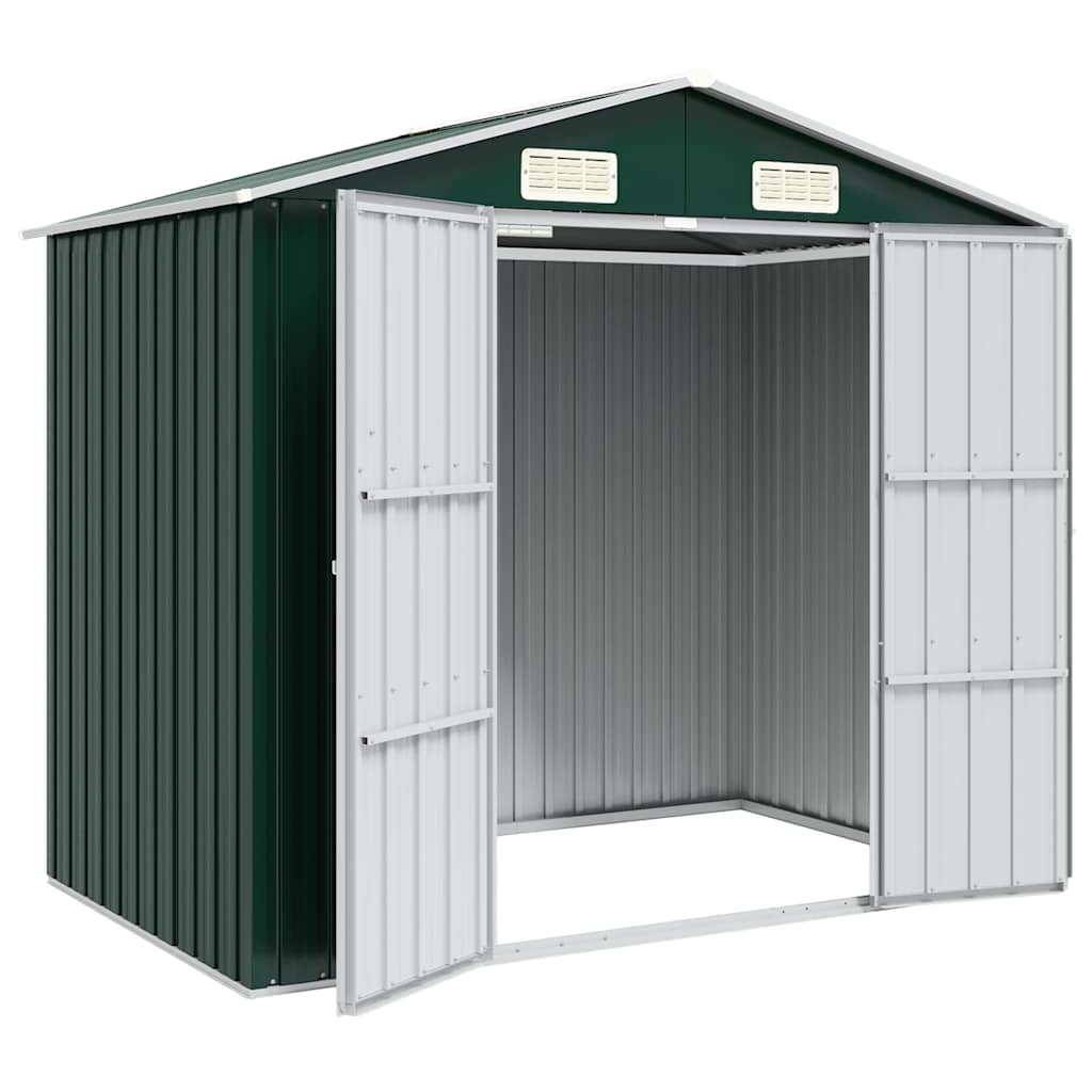 vidaXL Garden Shed Green 205x129x183 cm Galvanised Steel
