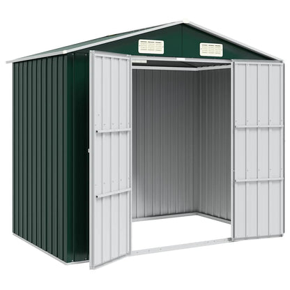 vidaXL Garden Shed Green 205x129x183 cm Galvanised Steel