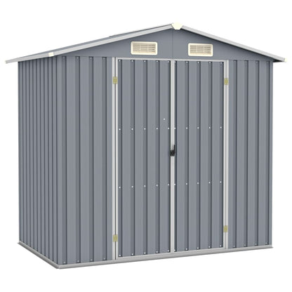 vidaXL Garden Shed Grey 205x129x183 cm Galvanised Steel