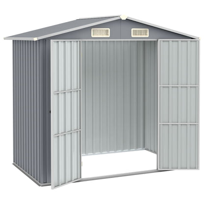 vidaXL Garden Shed Grey 205x129x183 cm Galvanised Steel
