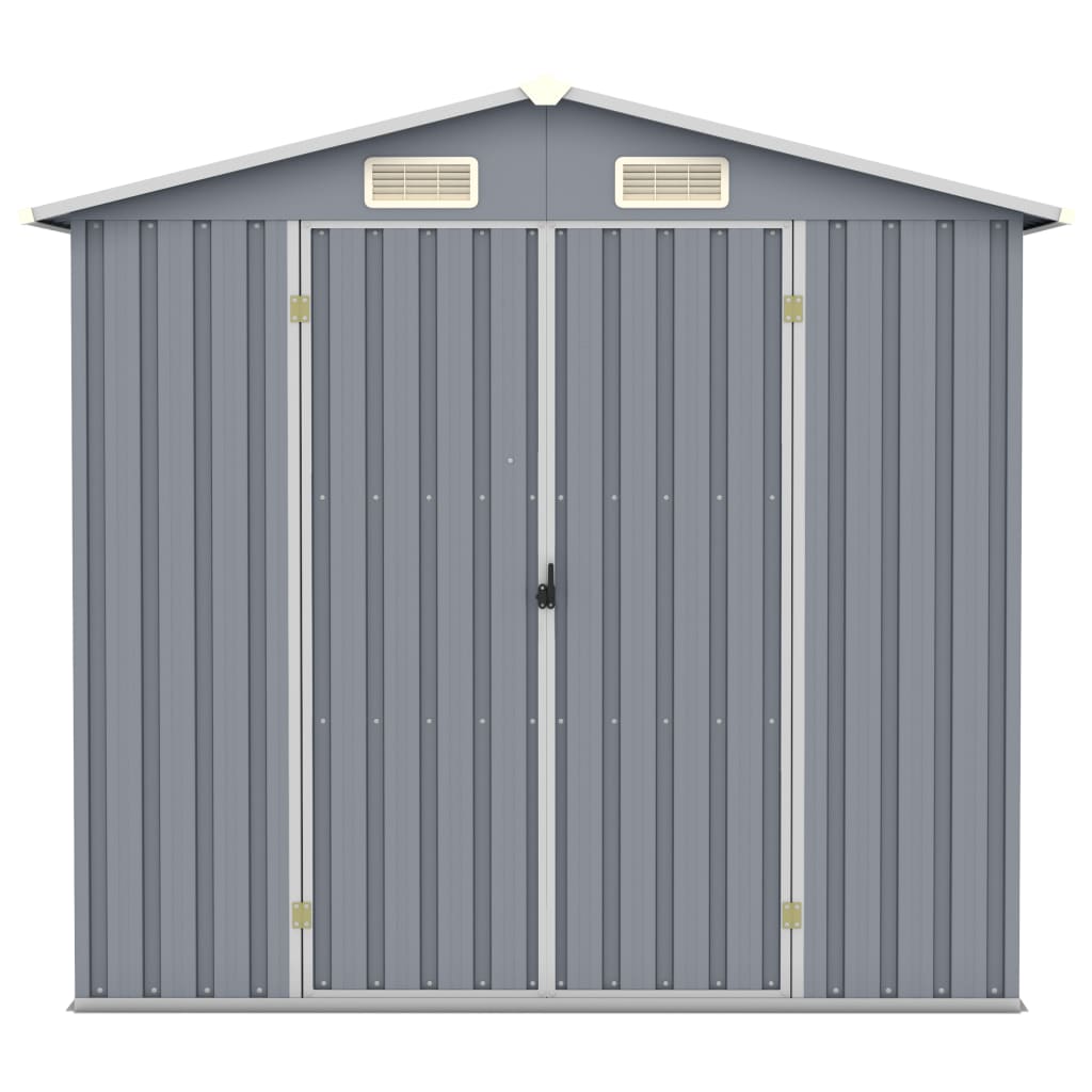 vidaXL Garden Shed Grey 205x129x183 cm Galvanised Steel
