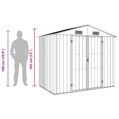 vidaXL Garden Shed Grey 205x129x183 cm Galvanised Steel