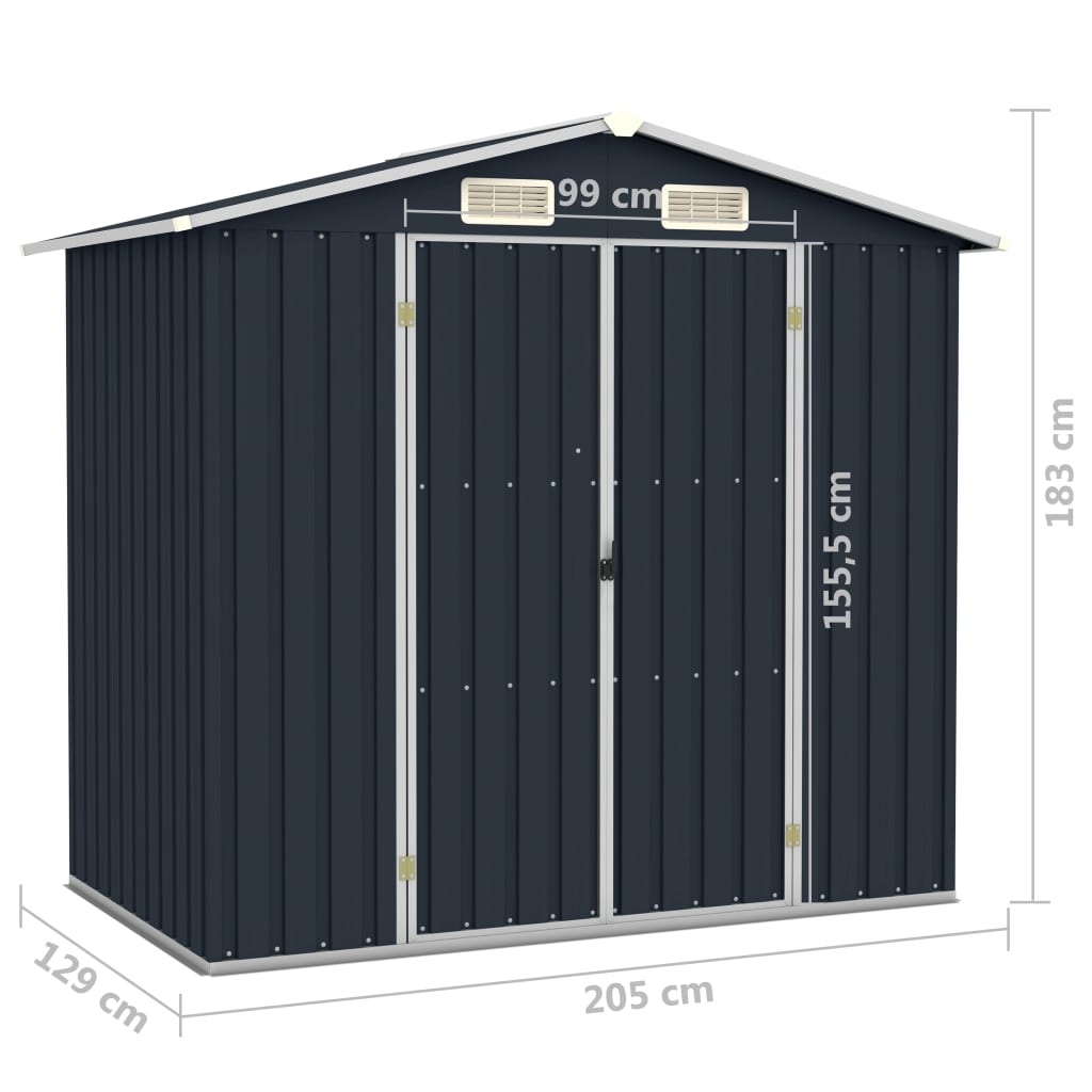 vidaXL Garden Shed Anthracite 205x129x183 cm Galvanised Steel