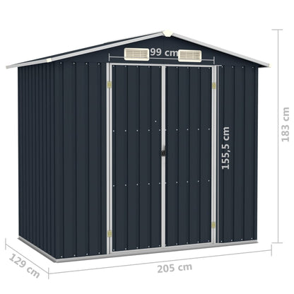 vidaXL Garden Shed Anthracite 205x129x183 cm Galvanised Steel