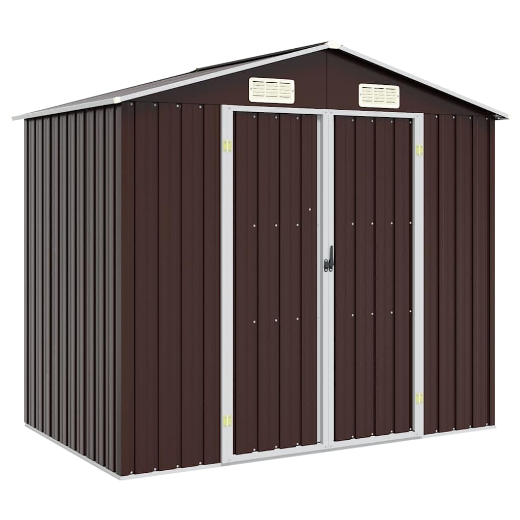 vidaXL Garden Shed Brown 205x129x183 cm Galvanised Steel