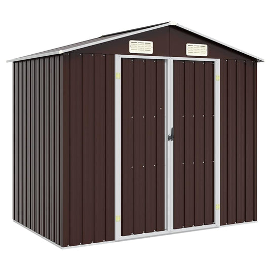 46300 vidaXL Garden Shed Brown 205x129x183 cm Galvanised Steel