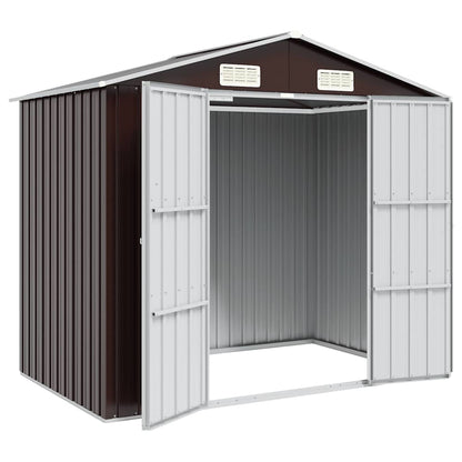 vidaXL Garden Shed Brown 205x129x183 cm Galvanised Steel