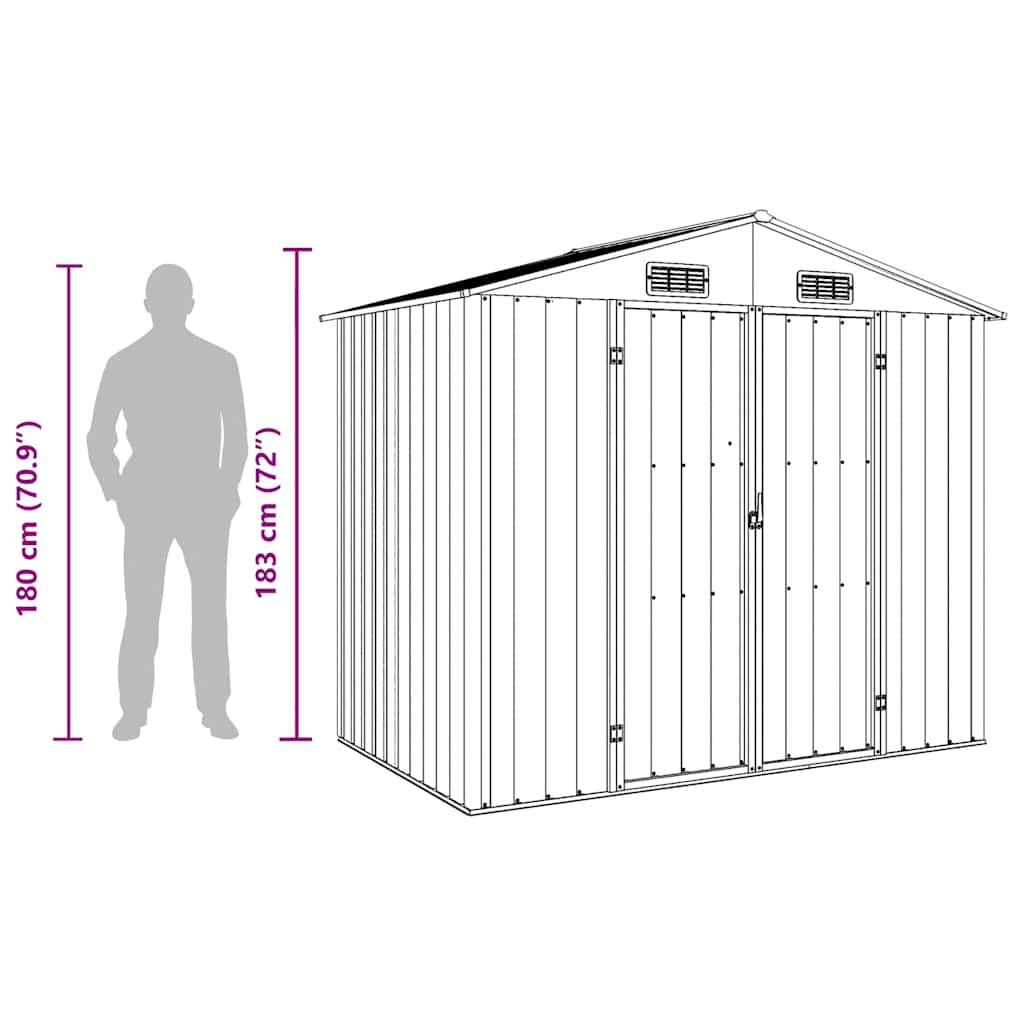 vidaXL Garden Shed Brown 205x129x183 cm Galvanised Steel