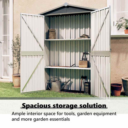 vidaXL Garden Shed Grey 116x45x175 cm Galvanised Steel
