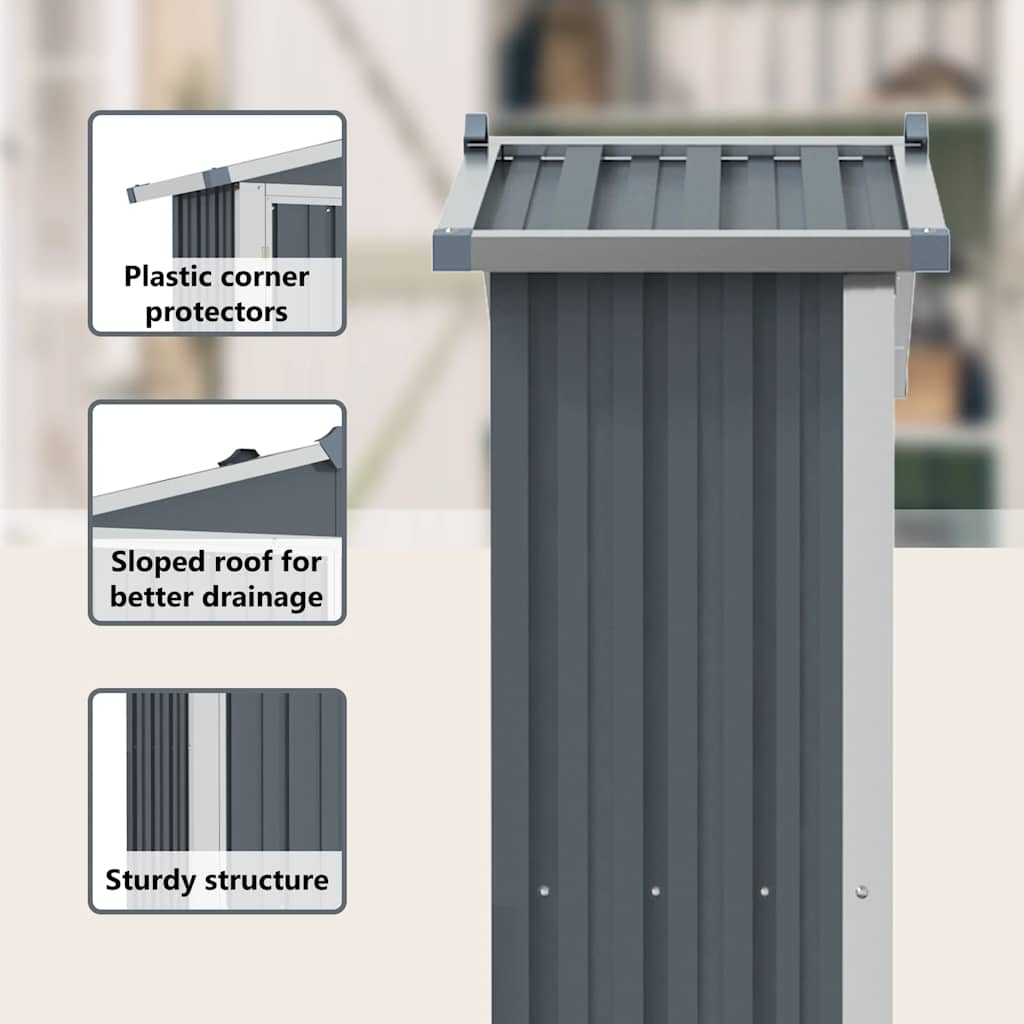 vidaXL Garden Shed Grey 116x45x175 cm Galvanised Steel