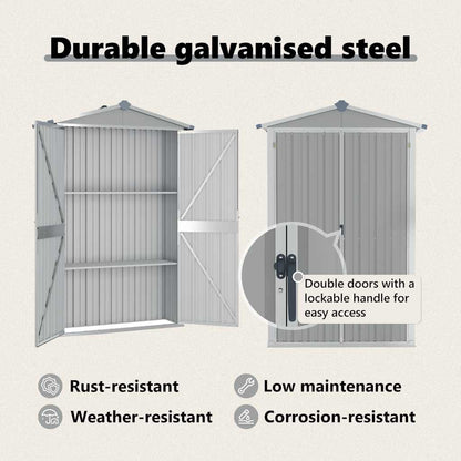 vidaXL Garden Shed Grey 116x45x175 cm Galvanised Steel