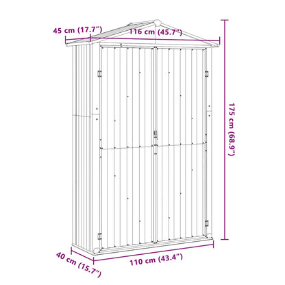 vidaXL Garden Shed Anthracite 116x45x175 cm Galvanised Steel
