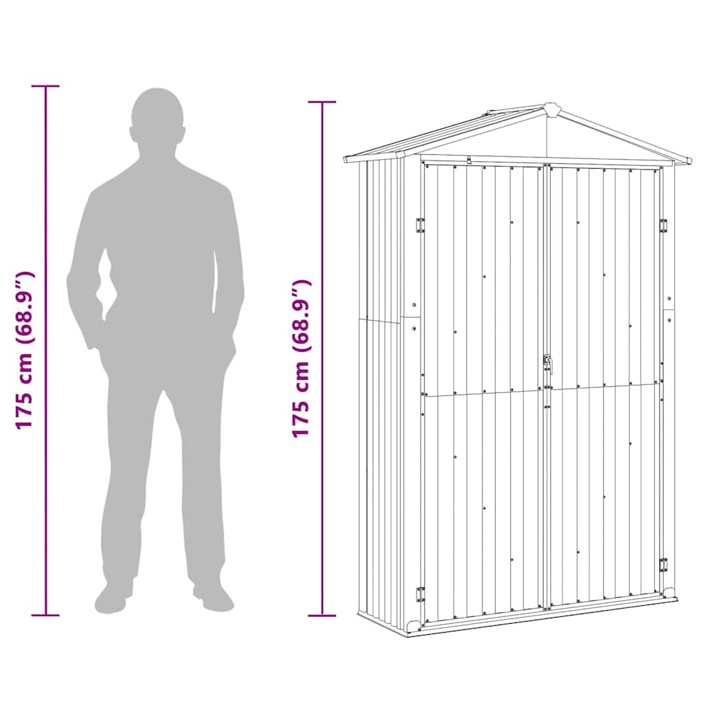 vidaXL Garden Shed Anthracite 116x45x175 cm Galvanised Steel