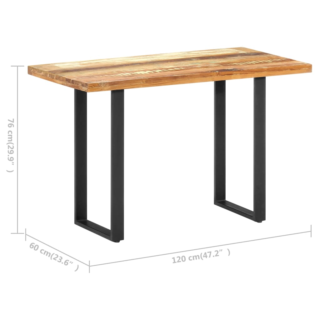 vidaXL Dining Table 120x60x76 cm Solid Reclaimed Wood