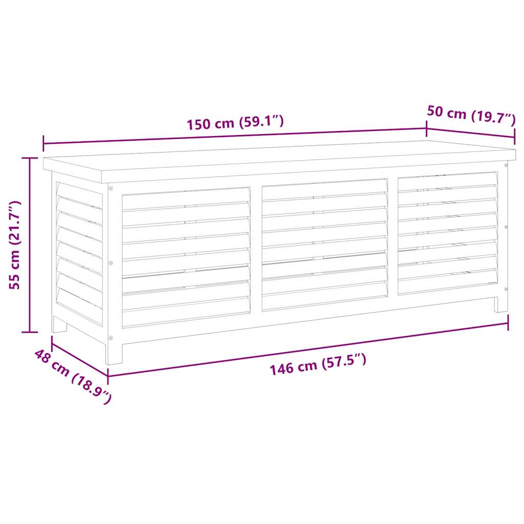vidaXL Garden Storage Box 150x50x55 cm Solid Eucalyptus Wood