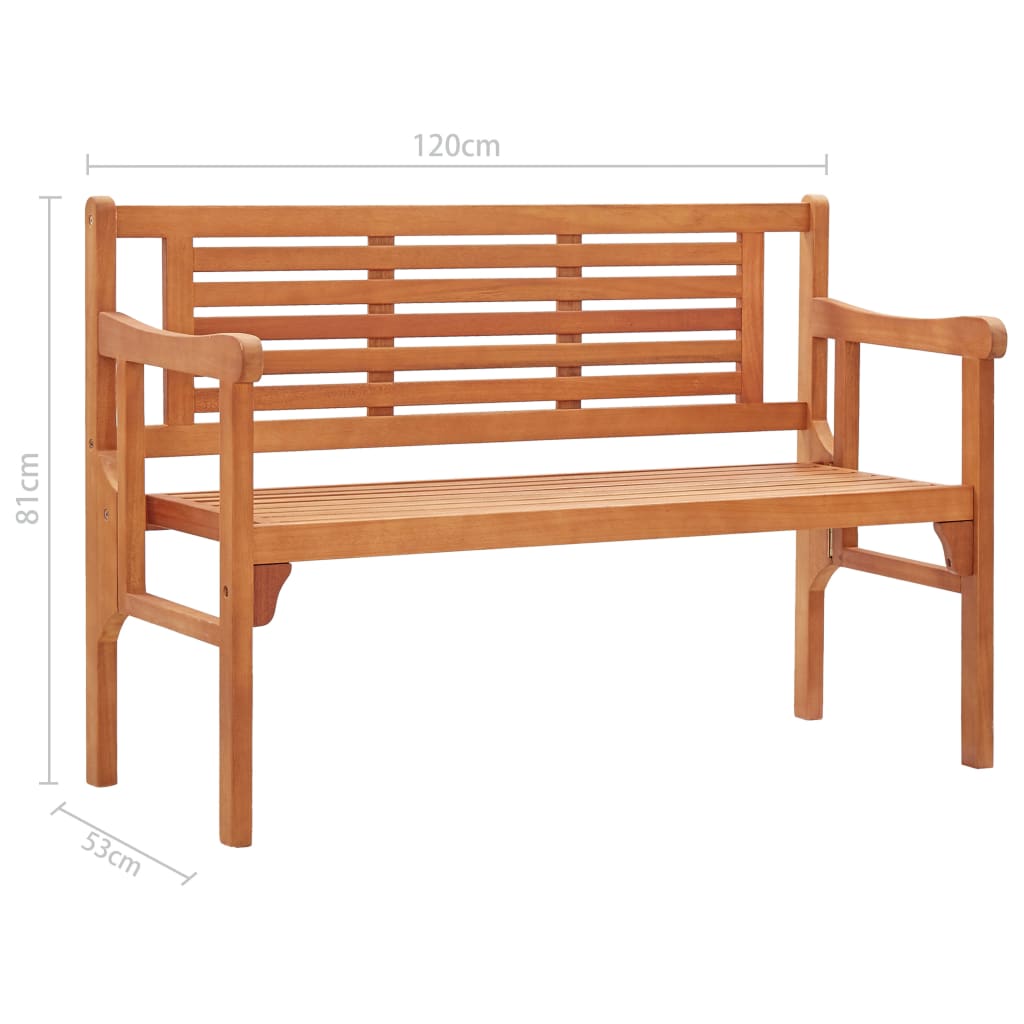 vidaXL Foldable Bench | Natural | Solid eucalyptus wood | 120 cm |  Foldable