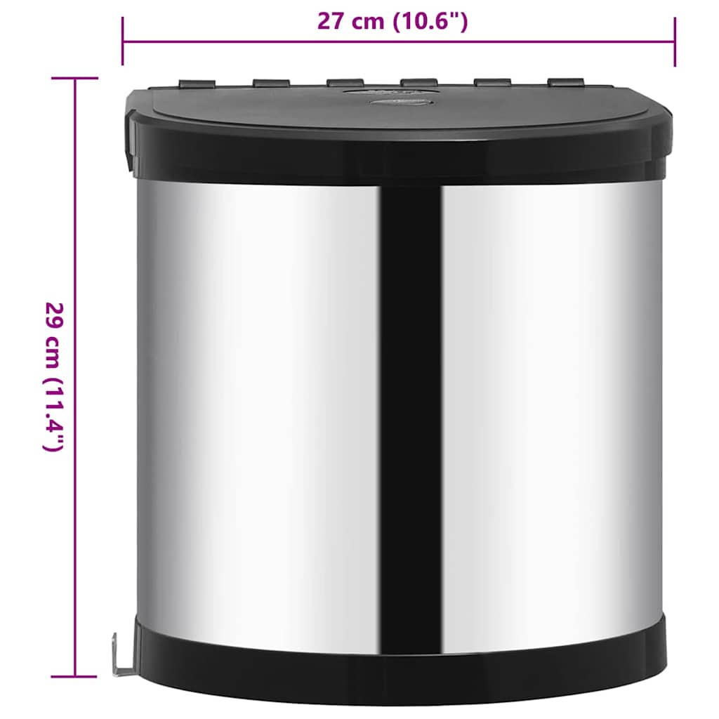 vidaXL Kitchen Built-in Dust Bin Stainless Steel 8 L
