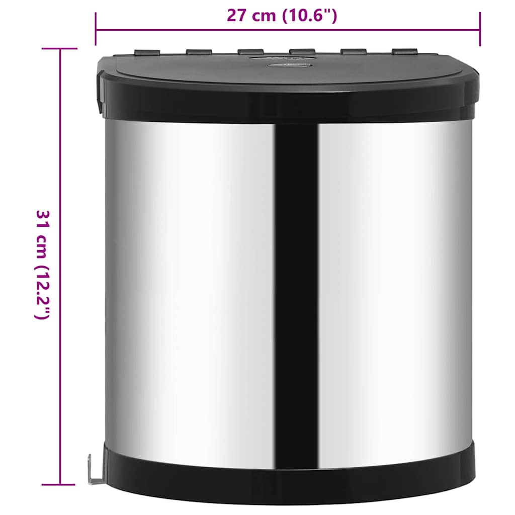 vidaXL Kitchen Built-in Dust Bin Stainless Steel 12 L